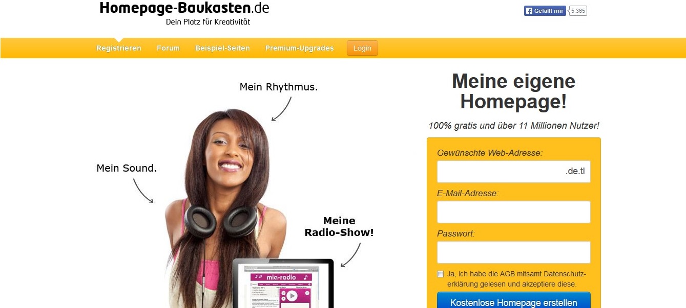 Kostenlose Homepage anmelden – auf Homepage-Baukasten.de
